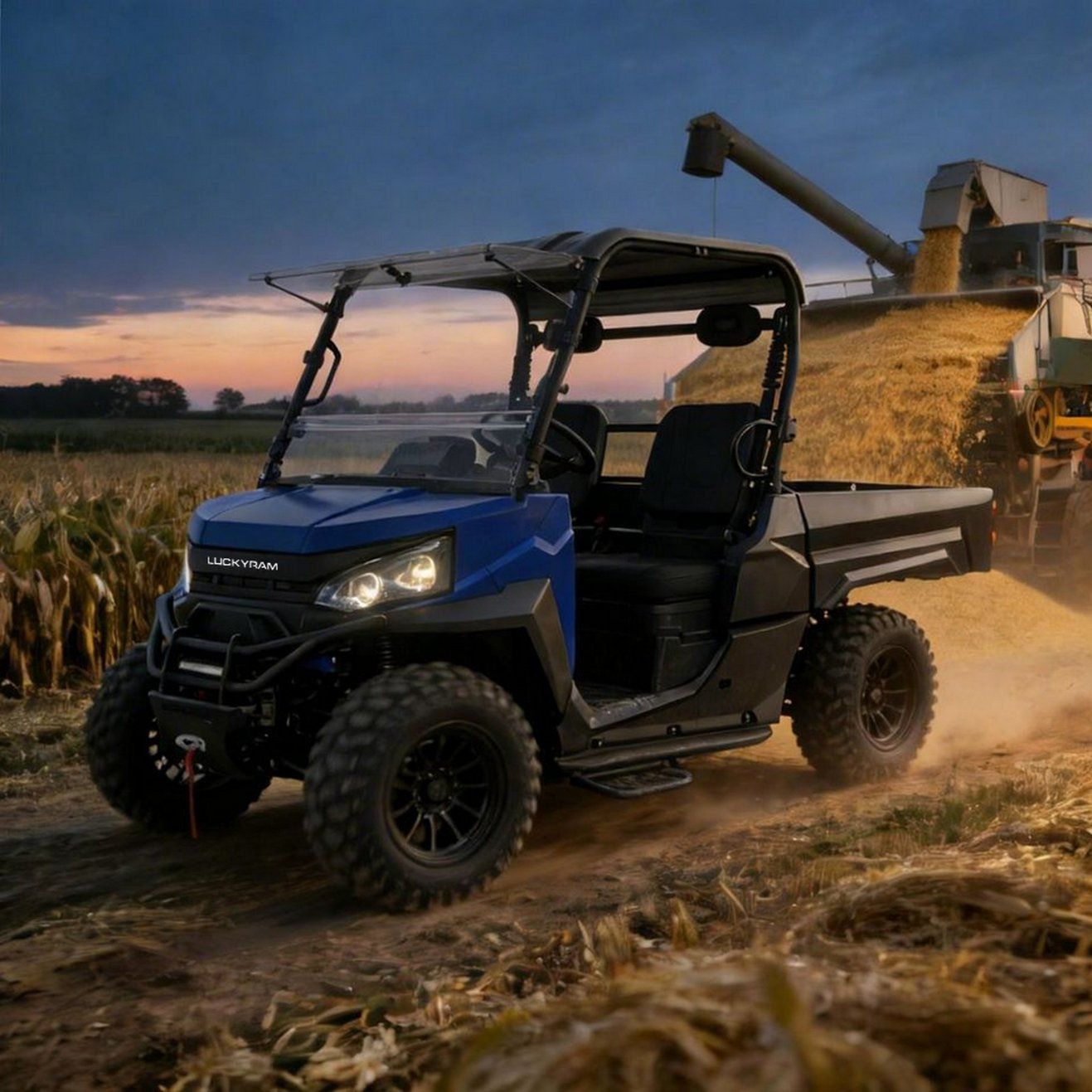 ఎలక్ట్రిక్ UTV హెవీ డ్యూటీ 4WD 72V 10KW AC మోటార్ 350kg లోడ్ అవుతోంది